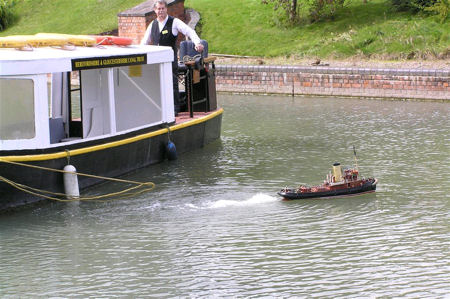 Pictured here giving the canal trust trip boat a bit of help